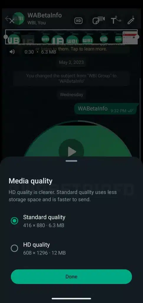 WhatsApp yüksek kalite video gönderme 